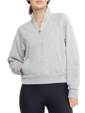 ASICS Light Gray Fleece Half-Zip Pullover Women’s Active Fitness Sweatshirt